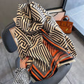 Custom Newest Fashion Geometric Pattern Lady Winter Wraps and Cashmere Shawls Color Blocking Striped Jacquard Pashmina Scarf