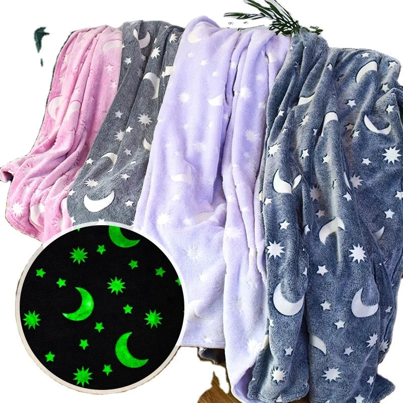 Luminous Blanket Glow in the Dark Blanket Soft Cozy Fluffy Premium Luminous Throw