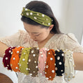 Solid Color Fabric Knotted Headband High Cranio-top Pearl Bright Diamond Wide Edge Pressure Hair Accessories Wholesale