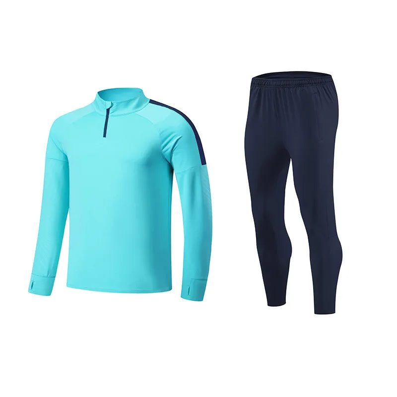 Men's Half-Zipper Long Sleeve Gym Shirt and Pants Set XXL Breathable Lightweight for Training Fitness Sportswear