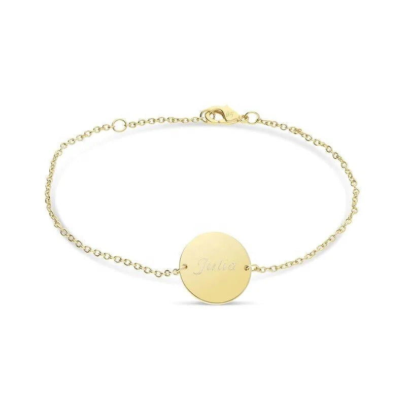 Personalized Initial Disc Bracelet Custom Gold Charm Bracelet Minimalist Bracelet for Women