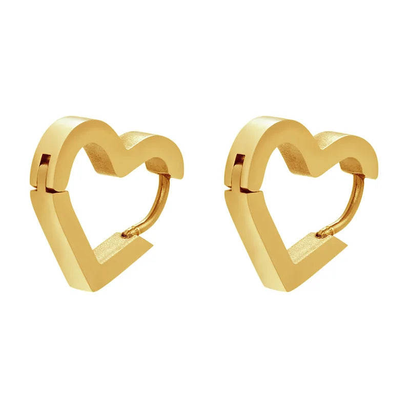 New 18K Gold Plated Love Triangle Geometric Earrings High-Polished Female Stainless Steel Stud with Pearl Diamond for Weddings
