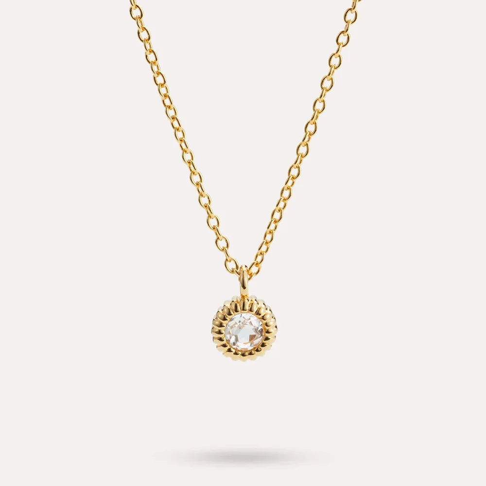 Fashion Jewelry 925 Sterling Silver Small Minimalist Necklace Simple Single Round Diamond Zircon Gold Plated Necklaces Women