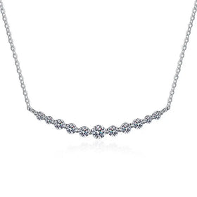 925 Sterling Silver Clavicle Chain Moissanite Necklace 1.1 Carats D Color Moissanite Diamond Necklace