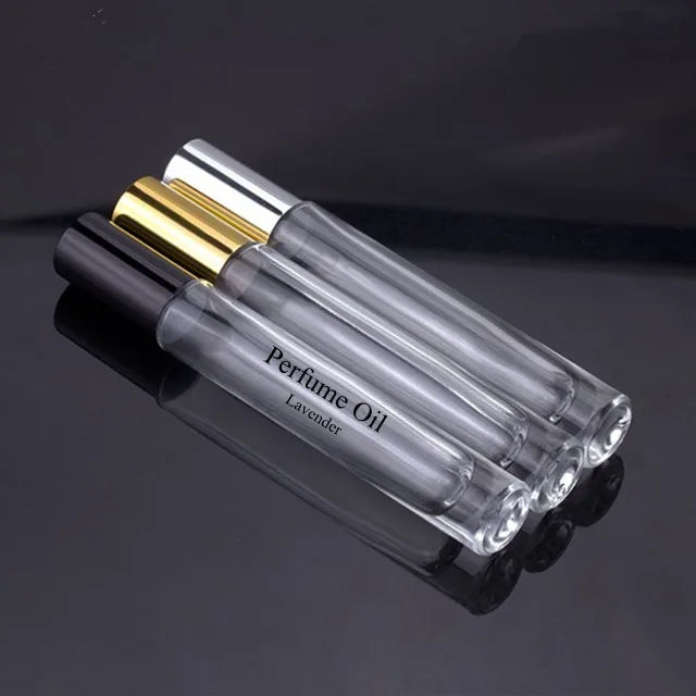 Woman Face Care Essential Oil Roll on Bottle 10ml Empty Round Shape Steel Roller Ball Glass Perfume Bottle