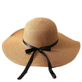 Women's Outdoor Wide-Brimmed Raffia Straw Fedora Plain Pattern Summer Sun Protection Hat for Party Fishing and Beach Travel