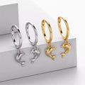 925 Sterling Silver Plain Small Cute Animal Cute Dolphin Hoop huggies Earrings for Women Gold Hoop huggies Earrings