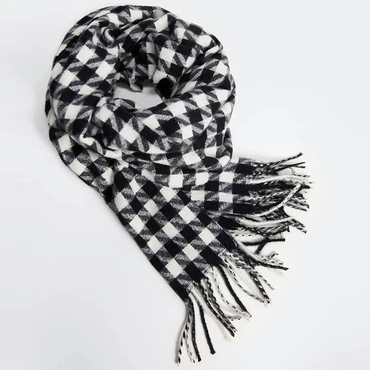 OEM Customized Women's Autumn and Winter Warm Knitted Scarf Plaid Style Scarf Customized Color
