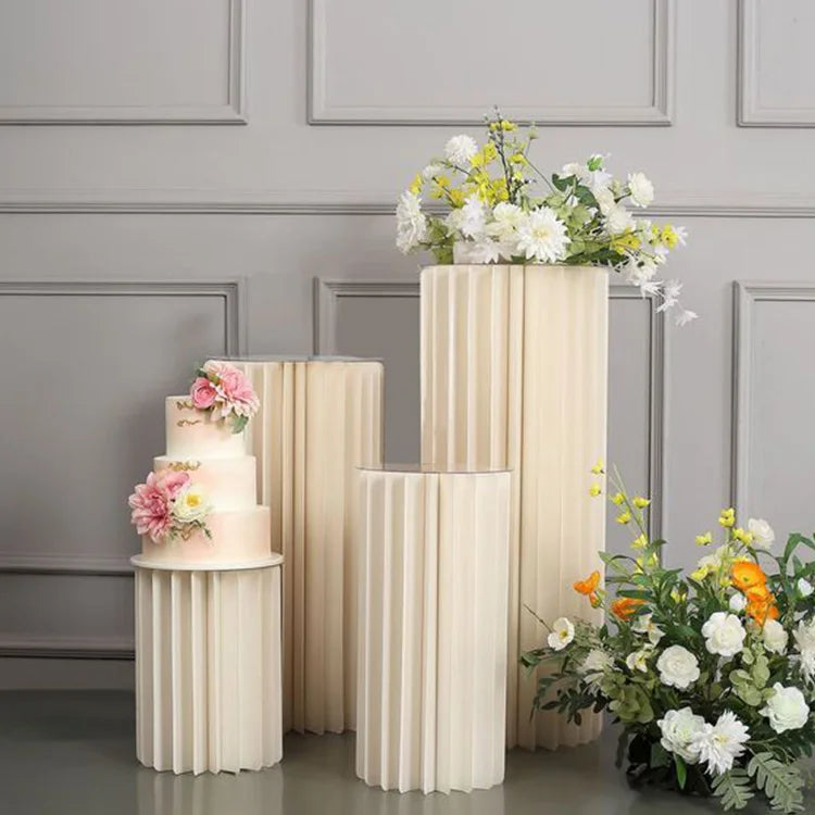 I149 Dia 40cm Round Dessert Stand Foldable Cardboard Centerpiece Display for Wedding Party Garden Decoration