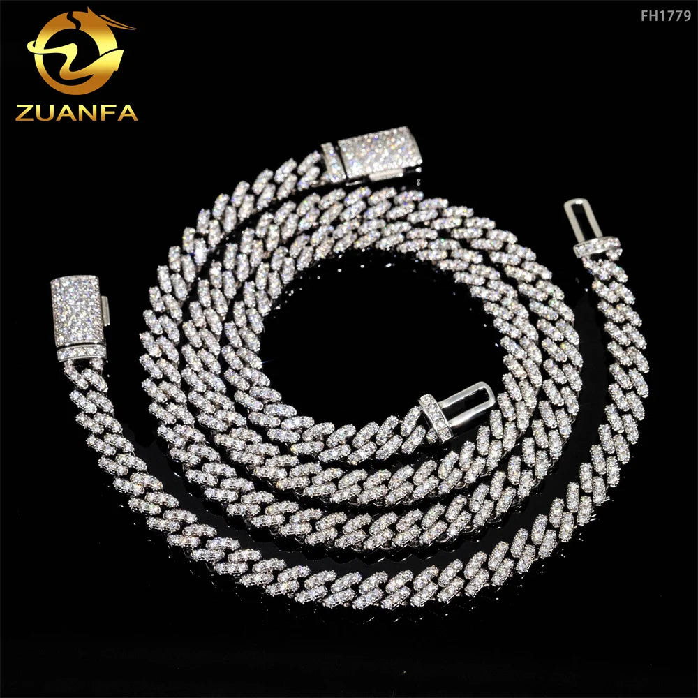 Pass Diamond Tester 6mm 925 Sterling Silver Hip Hop Iced Out Vvs Moissanite Diamond Cuban Link Chain