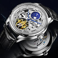 Business Wrist Watch Moon Phase Tourbillon Watch Automatic Self-winding Mechanical Leather Men Stainless Steel Watch