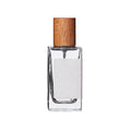 30ml 50ml 100ml BP Mb5 Food Grade Glass Perfume Bottles Wooden Lid Silk Screen Printed Flat Design Pump Sprayer No Reed Diffuser