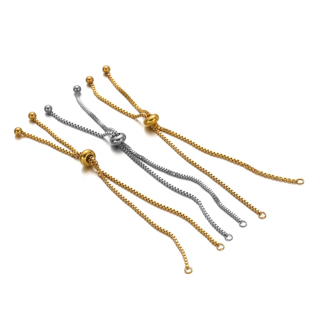 Stainless Steel 1.5mm Box Chain 8mm Glue Beads 12.5cm Long Chains Bracelet DIY Bracelet Jewelry Jewelry Making Found