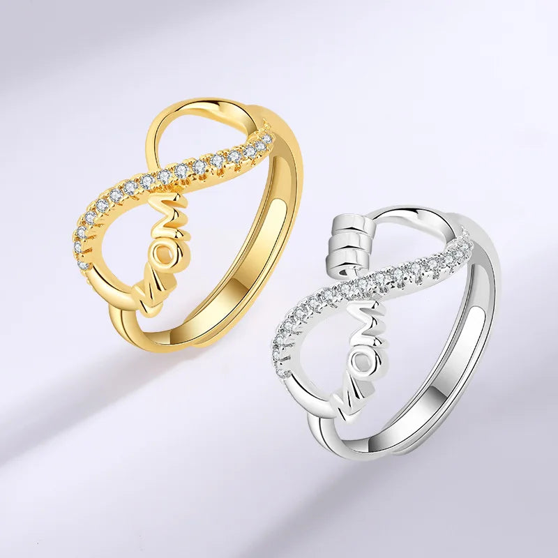 Rotating Beads Anxiety Rings for Women Anti Stress Adjustable Fidget Ring Figure 8 Infinity Anti-Anxiety Ring for Mom Gift