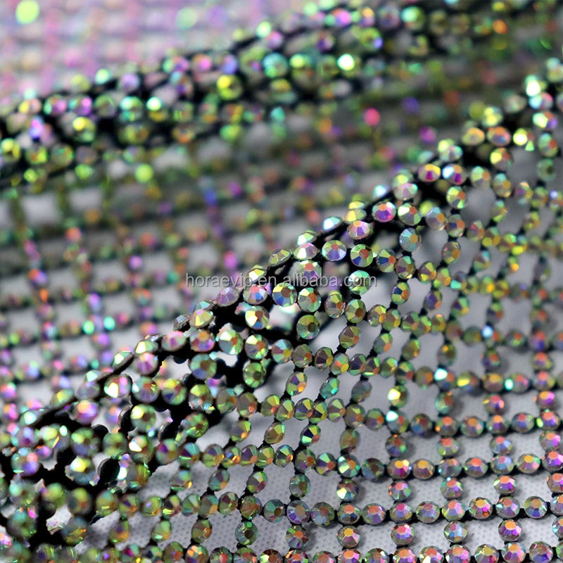 N009 Bling Diamonds Rhinestone Mesh Fabric 4 Ways Stretchy Crystal Rhinestone Dress Fabric MegaBDM