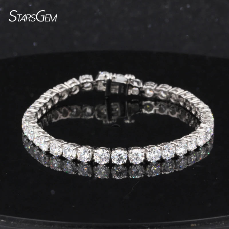 Starsgem Custom PT950 DEF/VS Lab Diamond Bracelet 3.9mm Tennis Diamond Chain Fashion Jewelry for Women