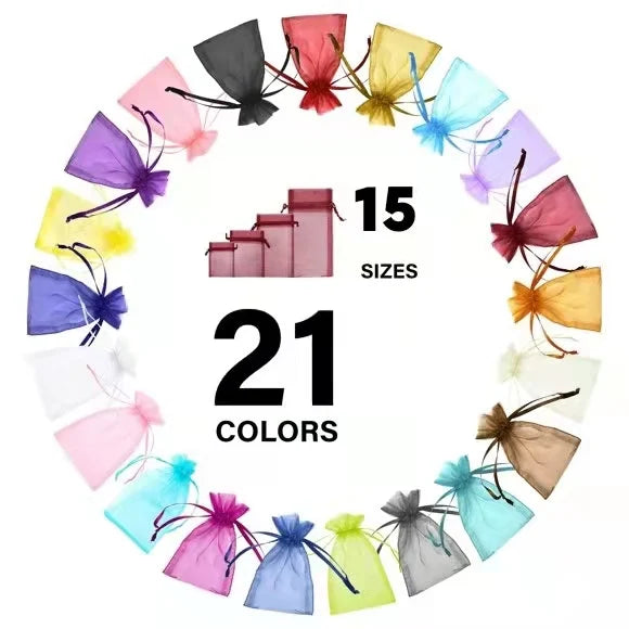 Christmas Gift Mesh Bag Colorful Drawstring Bag Organza Pouch Packaging Bag for Candy Jewelry Cosmetic