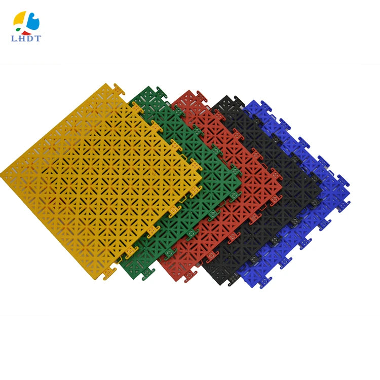 Interlock Plastic Outdoor Sports Flooring Backyard Decking Tiles with Cushions and Court Lines