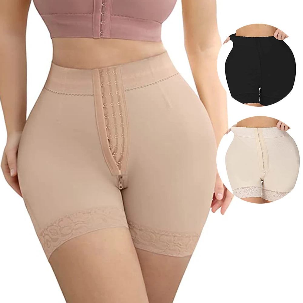 High Waist Butt Lifting Compression Shaper Shorts with Steel Bones and Zipper Open Crotch Breathable Control Panties XS Girdle