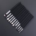 12pcs Customizable Logo Eyeshadow Makeup Brush Set Black Silver Style with Natural Handle for Foundation