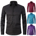 Custom Men's Twill Cotton Dress Shirts Formal Office Casual Long Sleeve Stand-Up Collar Breathable Yarn-Dyed for Autumn Work