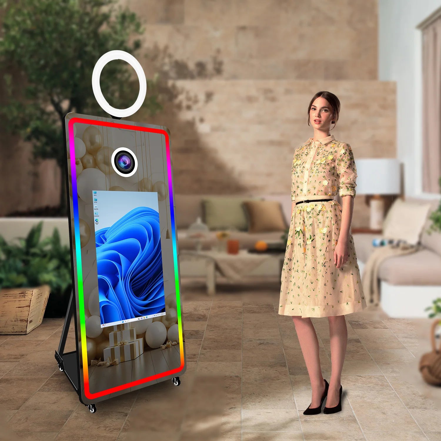 Fashionable Magic Mirror Photobooth Machine Compatible With Camera Instant Print Selfie Mirror Photo Booth for Birthdaye Party