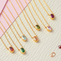12 Birthstone Vintage Literary Style Necklace Cubic Zirconias High Retention Color 18K Gold Plated Clavicle Chain Fashion