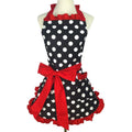 Women's Korean Version Polka Dot Cotton Fabric Daily Home Kitchen Waist Adult Apron for Chefs-Wholesale for Foreign Trade
