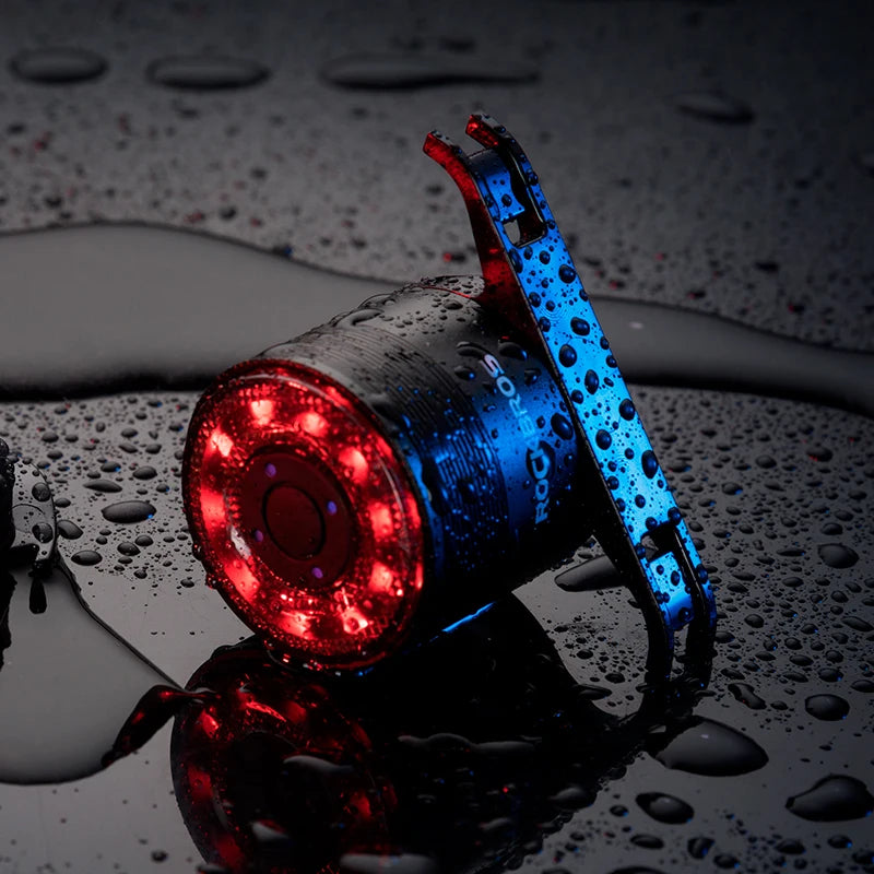 ROCKBROS Colorful USB Charging Five-Speed Mode High Brightness CNC Aluminum Housing Safety Warning Cycling Light Bicycle Tail