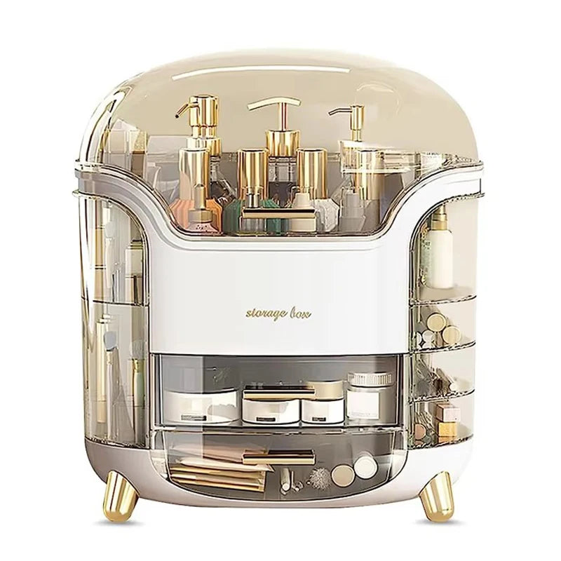 Clear Cover Makeup Organizer Cosmetic Display Case W/ Drawer 2 Layer Skincare Storage Box for Bathroom Vanity Countertop
