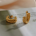 Dreamshow Vintage Grain C-shaped Gold Plated Earring Custom Jewelry Earring for Women 2023