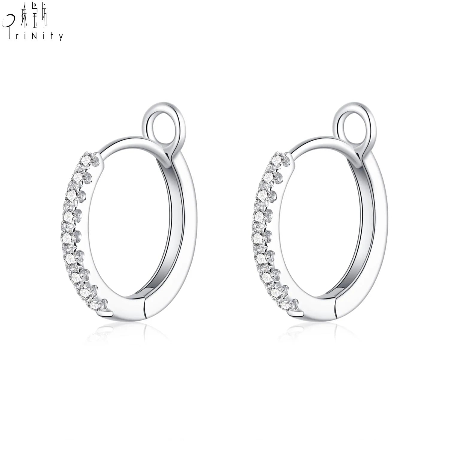 Most Popular Products Exquisite Handmade Fine Jewelry 18K Solid White Gold Real Natural Diamond Round Shape Hoop Earring Jewelry