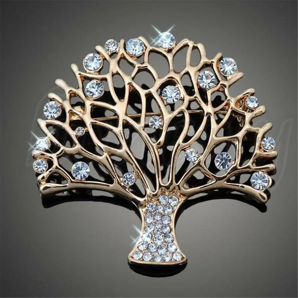Fashion Vintage Tree of Life Brooch Pin Party Wear Crystal Rhinestones Tropical Brooch Pin Jewelry