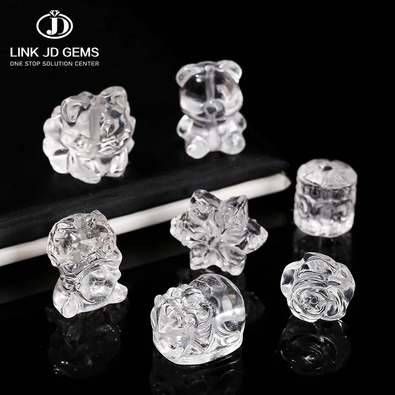 JD GEMS Wholesale Natural Rock Quartz Animal Shape Beads Multi-Choice Crystal Carved Pendant and Earring Beadsfor Jewelry Making