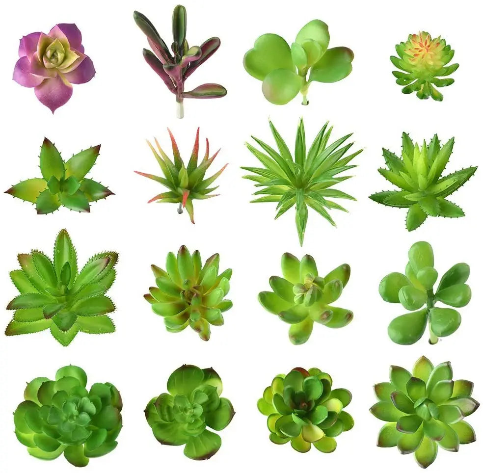 16 Pcs Mixed Artificial Succulent Flowers Plants Unpotted Decor Stems Artificial Succulents Plants Bulk Assorted Picks for Home