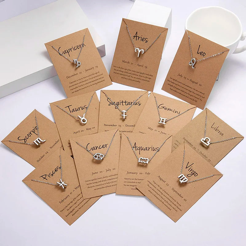 Fatingna Popular 12 Horoscope Zodiac Sign Gold Silver Color Pendant Aries Leo 12 Constellations Necklace