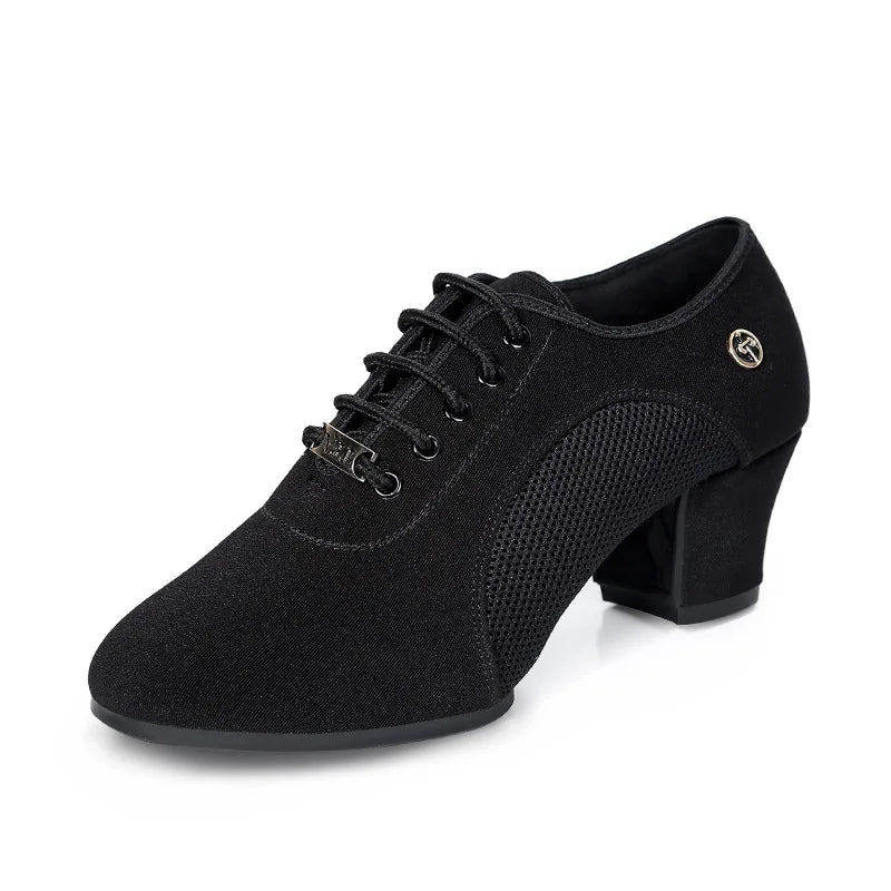 5cm Fabric Latin Dance Shoes Wide Ballroom Jazz Modern Tango Practice Dancing Boots for Women