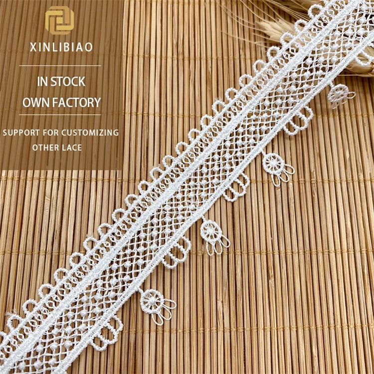 Water Soluble Embroidered Lace Tassel Hollow Out Lolita Clothing Accessories Fabrics 100% Polyester 3cm Width for Women