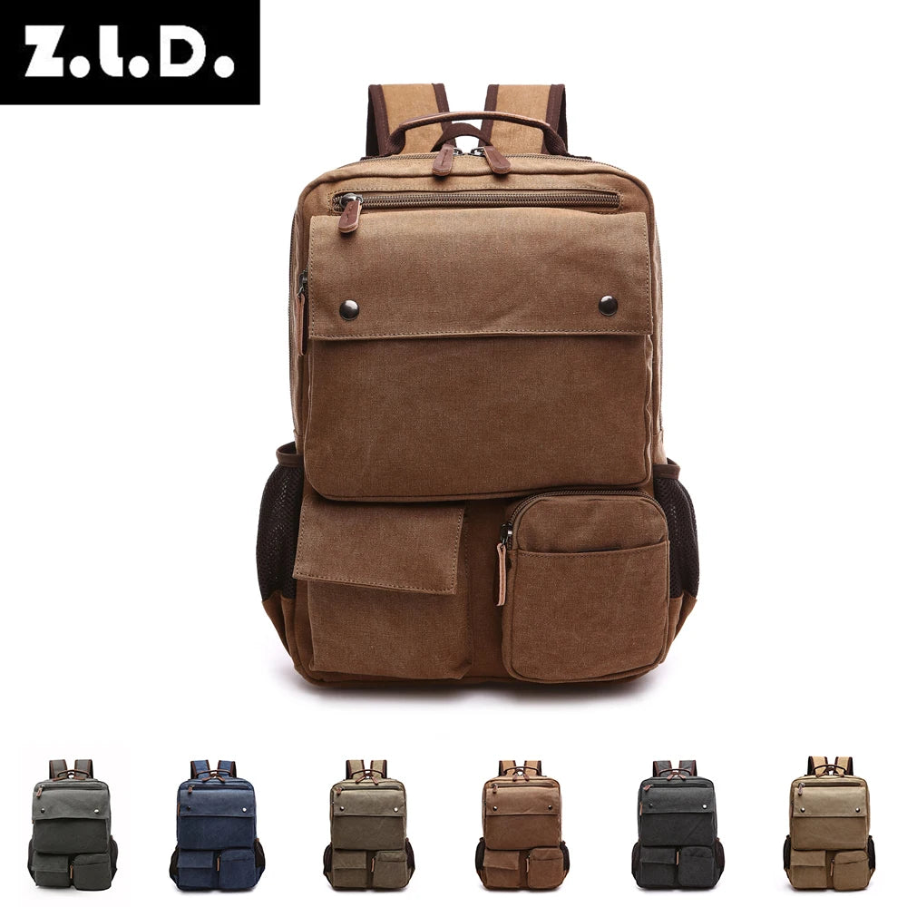 Zuolunduo High Quality Style Backpack Canvas Vintage Backpack Casual Bag for Outdoor Backpacks and Men Daily Travel