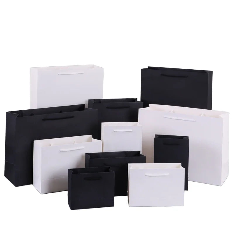 Direct Manufacturer's Custom Black Card Paper Bag with White Spots Personalized Logo Printing Wholesale for Clothing & Handbag