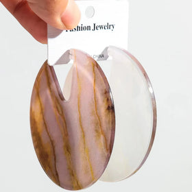 Vintage Marble Printed Romantic Pink Exaggerated Statement Earrings Big Round Accessories Acrylic Hoop Earrings for Women