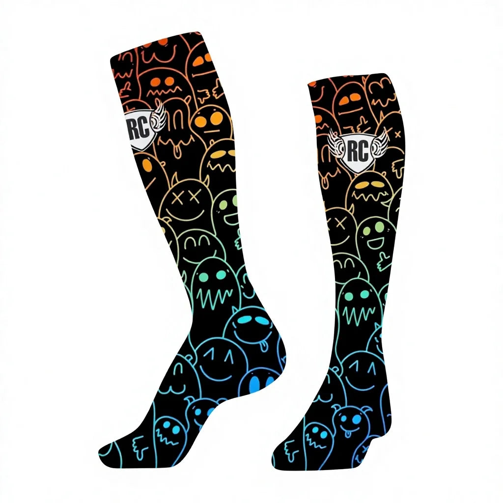 Wholesale Children's 20-30mmhg Professional Sport Knee High Anti-microbial Customizable Compression Socks for Running Cycling