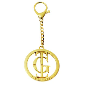 Hollowing Shape Personalized Key Chains Making Handbag Hardware Round logo Gold hang Tags with Clasp