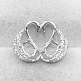 Sterling Silver 5*7mm Semi Mount Pendant Empty Frame Blank Support Setting S925 Base Holder Without Center Stone for DIY Inlay