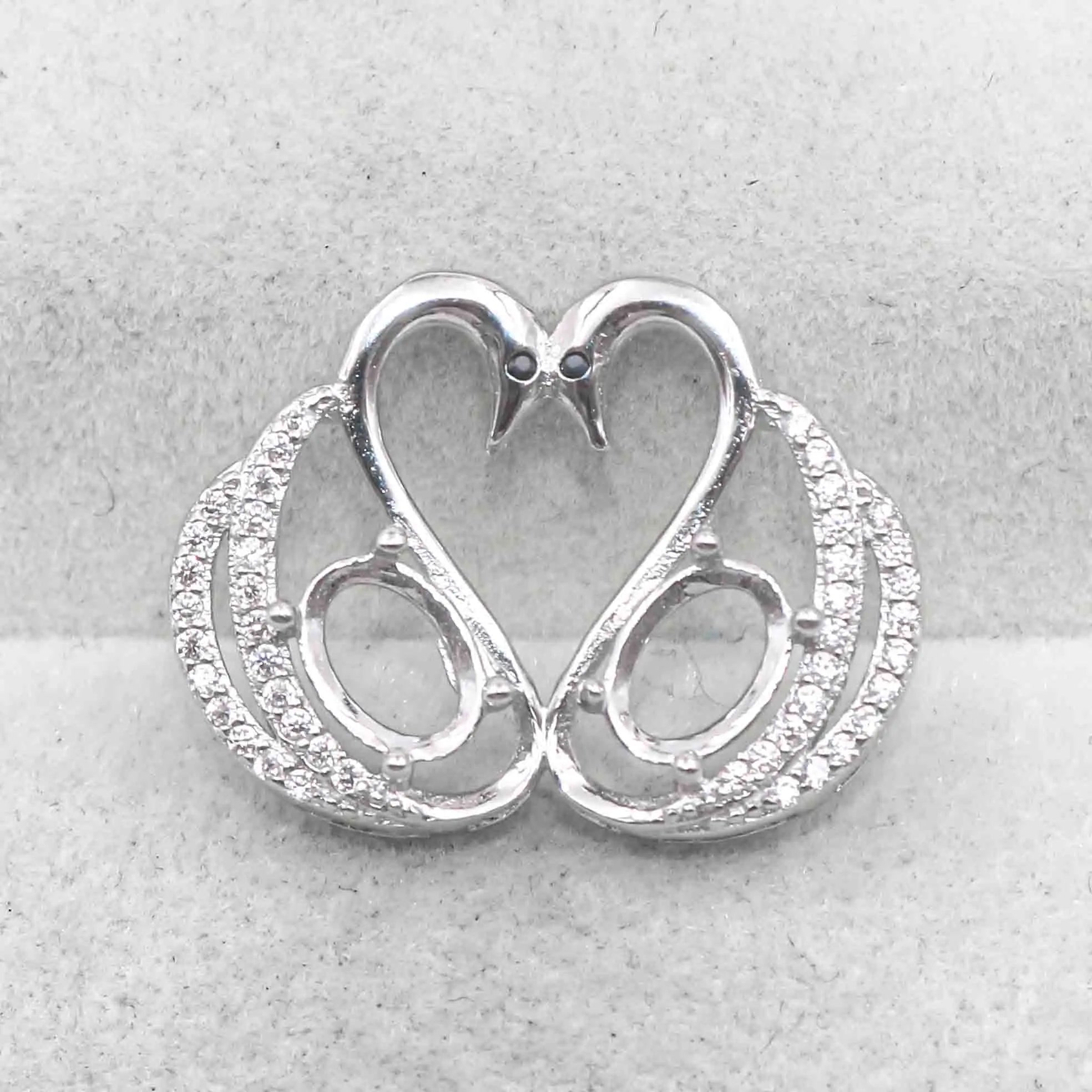 Sterling Silver 5*7mm Semi Mount Pendant Empty Frame Blank Support Setting S925 Base Holder Without Center Stone for DIY Inlay