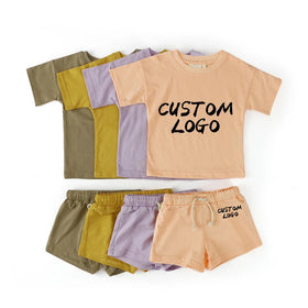 Custom Kid Baby Boy Boutique Two Piece Toddler Jogger Tracksuits Outfits Short Sets Soft Boys Clothing Sets
