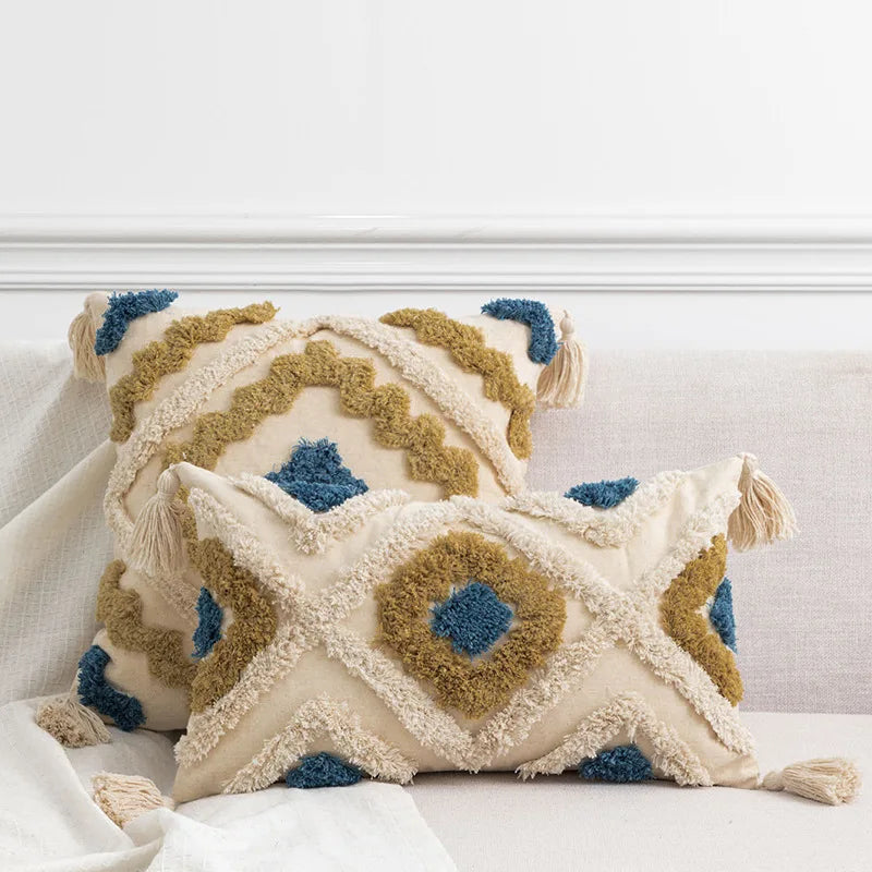 Amity Modern Plush Pillowcase Bohemian Embroidery Cushion Cover Hotel Office Sofa Decoration Pillow Cover