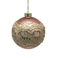2021 New Christmas Glass Bauble Ornaments Hanging Xmas Matte Pink Ball With Lace for Navidad Natale Decoration