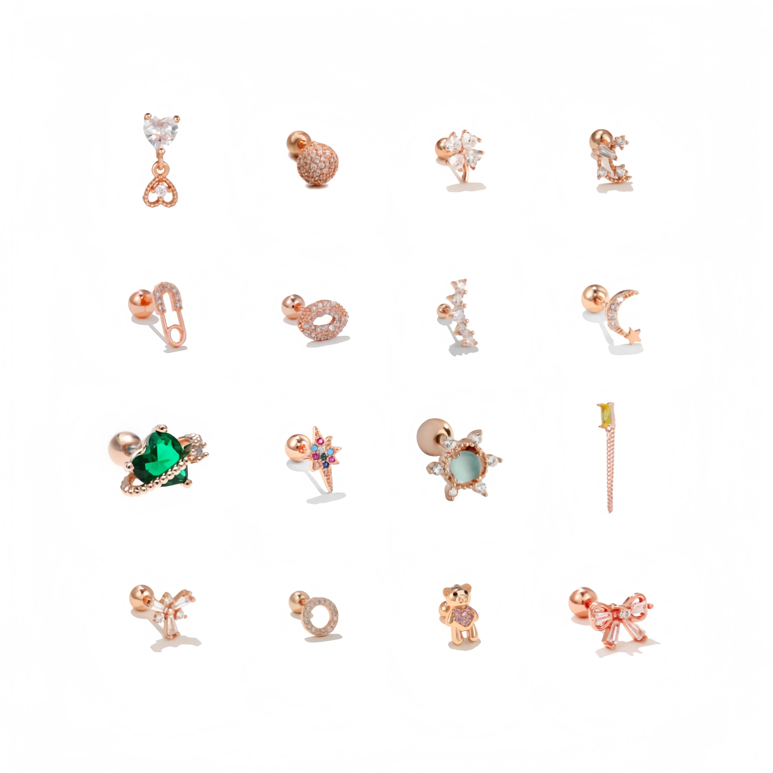Trendy Stainless Steel Ear Bone Stud Wholesale Zircon Small Stud Women's Rose Gold Plated Jewelry Earrings