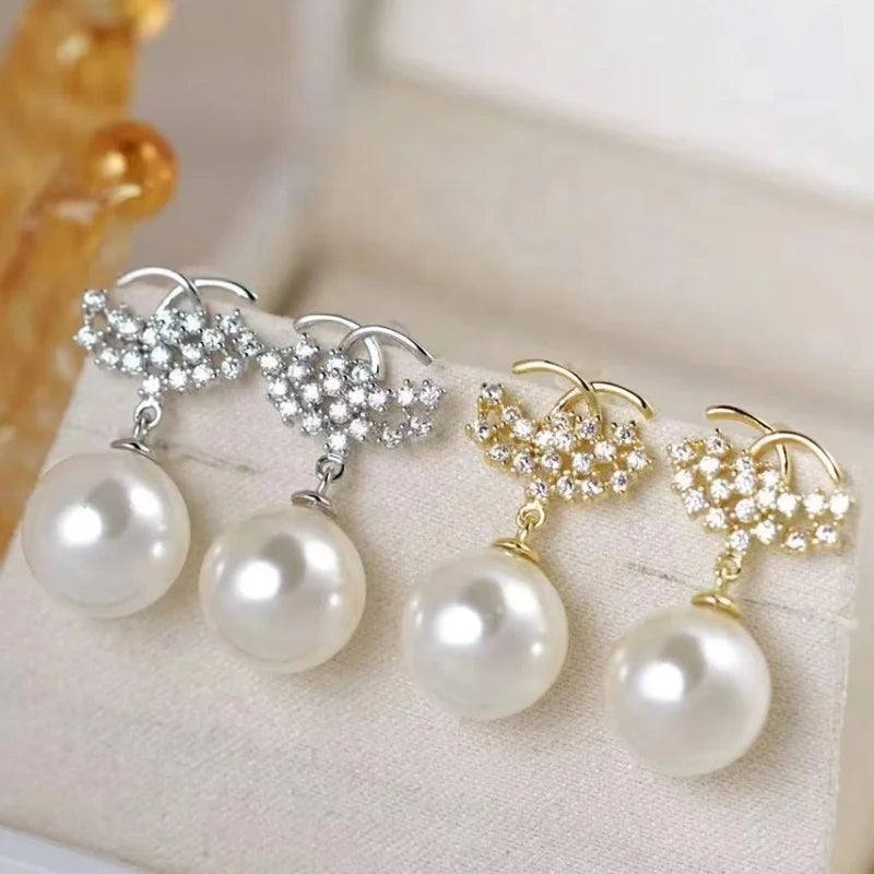 E2285 10-11mm DIY Natural Freshwater Pearl Charm Earrings Mounting Accessory 925 Sterling Silver Gold Plated  Jewelry for Women
